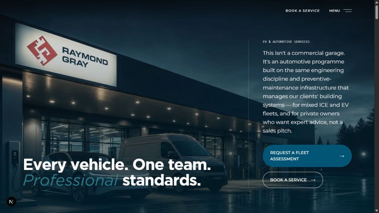 Raymond Gray EV and automotive services homepage